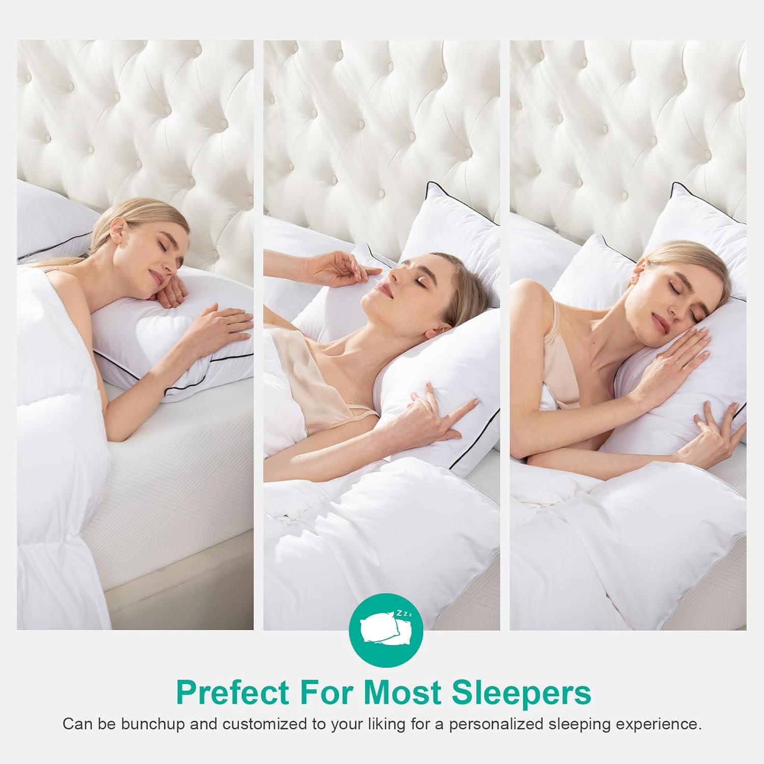 APSMILE Medium Firm Feathers Down/Poly Pillow Queen Size Set of 2, Luxury Feather Pillow for Sleeping, 100% Organic Cotton Cover Hotel Bed Pillow, Wrapped in Polyester (White, 20"x30")