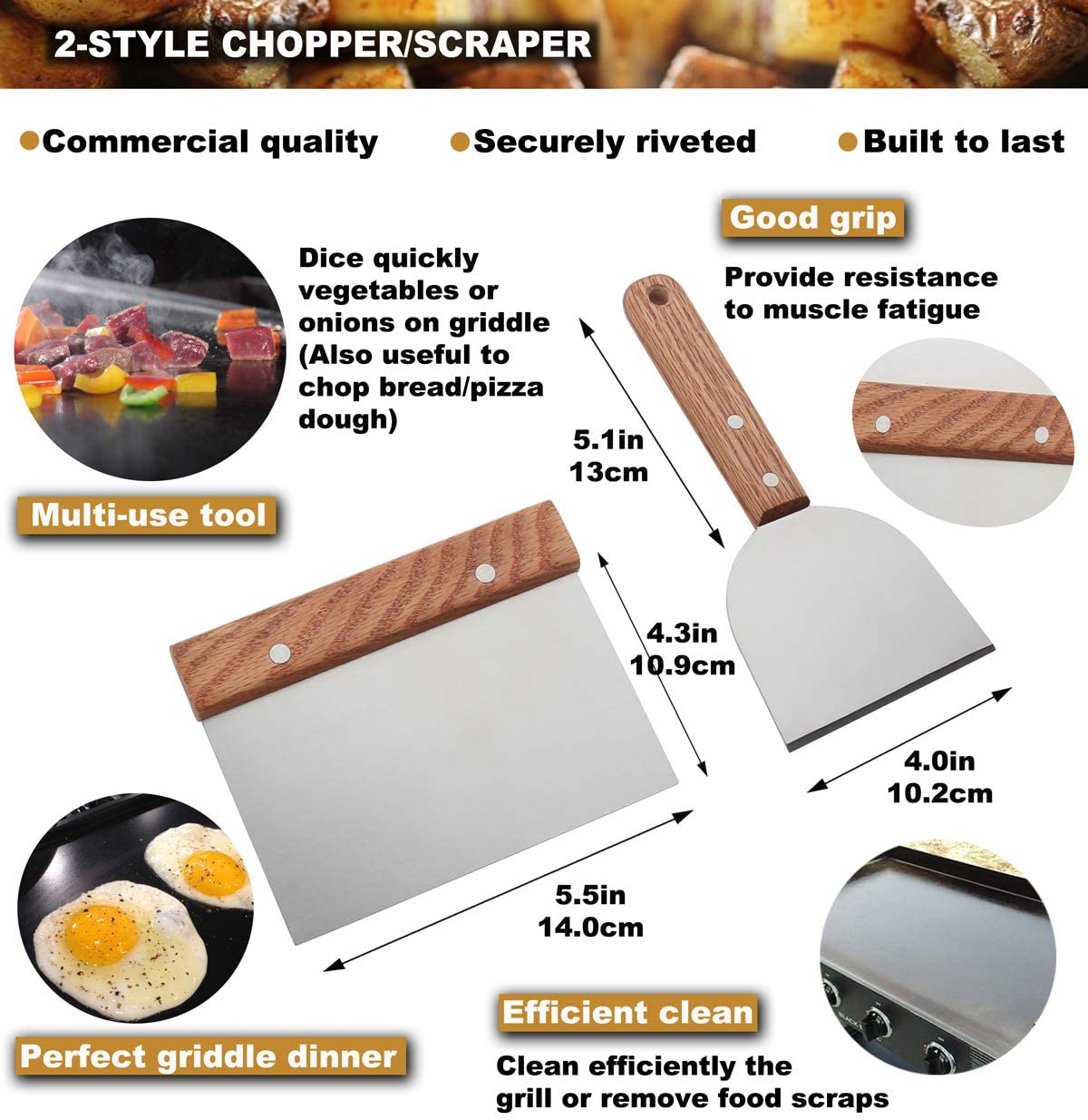 Romanticist 8-Piece Stainless Steel Griddle Tool Set photo 4