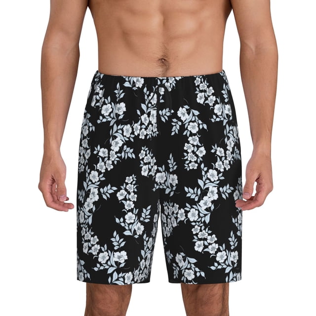 Fotbe Flower Pantalones Cortos de Pijama para Hombre, Ropa de Dormir, Pantalones de Pijama Cortos para Hombre-4X-Large