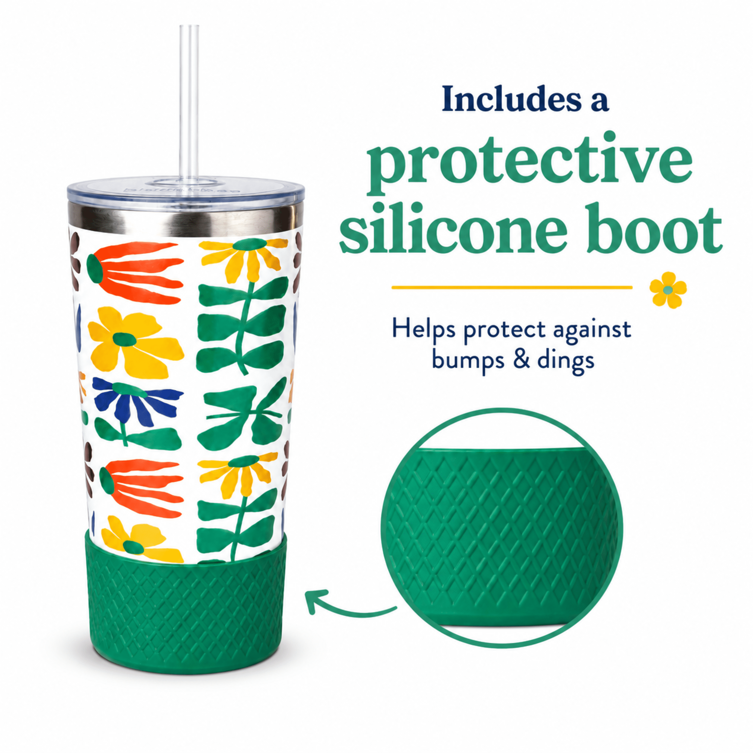 Biddlebee 20oz Insulated Stainless Steel Tumbler with Straw and Silicone Boot, Faith