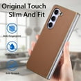 thumbnail image 5 of Compatible with Samsung Galaxy Z Fold 5 Case PU Leather, Hybrid Electroplating Shockproof Protective Bumper with Glass Small Screen Protector Phone Cover Case for Galaxy Z Fold 5 2023, Brown, 5 of 10