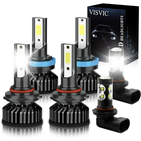 Fit for Ford F-150 (2015-2019) LED Headlight Bulbs, 9005+H11 High Low Beam Bulbs + 9140/H10 LED Fog Light cabo, 300% Brighter LED Headlight Conversion Kit, 6000K Cool White, Pack of 6