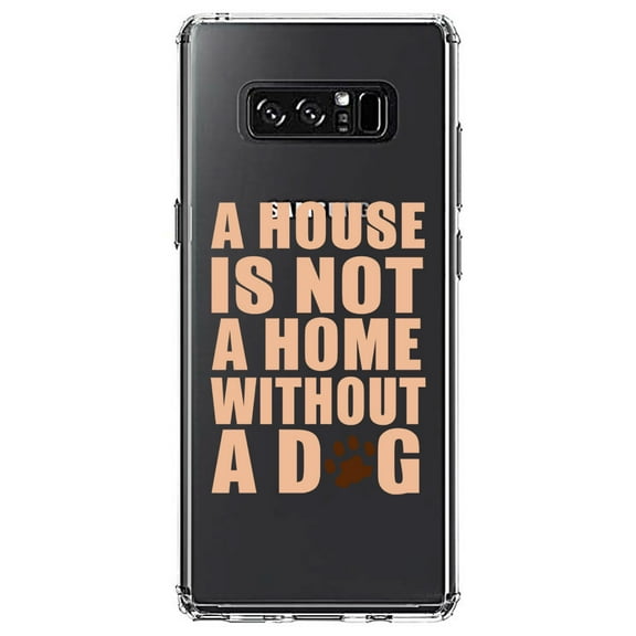 DistinctInk Clear Shockproof Hybrid Case for Samsung Galaxy Note 8 - TPU Bumper Acrylic Back Tempered Glass Screen Protector - House is Not A Home Without a Dog