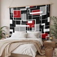 thumbnail image 3 of Red Black Geometric Large Tapestry for Bedroom Wall Hanging Tapestry, Modern Color Block Abstract Ceiling Backdrop Tapestries Poster Blanket Wall Decor for Teens Room Living Room Dorm 100" x 59", 3 of 8