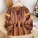 thumbnail image 4 of Blusa y camisas bordadas ucranianas para mujer, blusa holgada estilo étnico con mangas abullonadas y borlas con cordones estilo retro para mujer, 4 of 5
