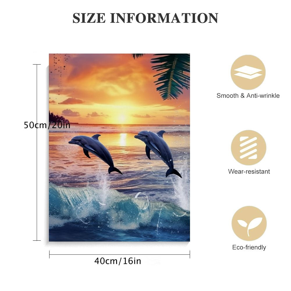 ONETECH Dolphin Bathroom Wall Art Coastal Beach Ocean Pictures Wall Decor Inhale Exhale Bathroom Palm Canvas Prints Framed Modern Painting Artwork for Bedroom Living Room Office