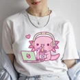 thumbnail image 4 of Ropa de mujer dibujos animados lindo Axolotl ama fideos instantáneos camisetas de Anime camisetas casuales de moda camisetas Vintage de verano para mujer, 4 of 5