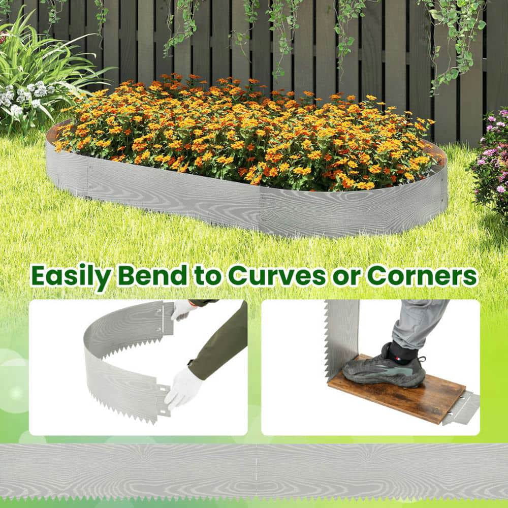 Yardi Yarda 6-Pack 20 FT Galvanized Metal Landscape Edging for Lawn, Metal Garden Bed for Outdoor as Yard, Silver