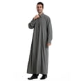 thumbnail image 4 of Kalauyu Men's Kaftan Thobe Long Sleeve Linen Men Thobe Robe Side Split Men Thobe Casual Thobe, 4 of 9