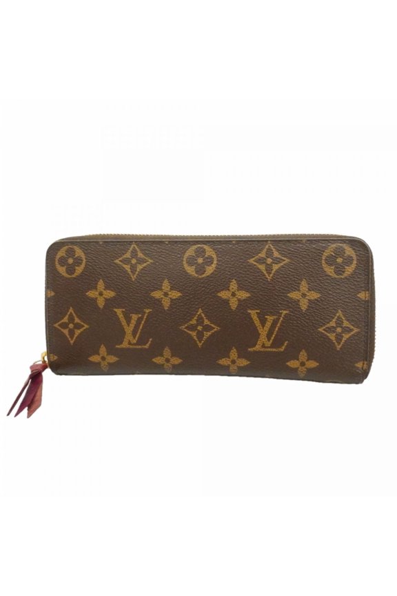 Pre-Owned Louis Vuitton Monogram Portefeuille Clemence Long Wallet M60742 Brown Fuchsia Women's