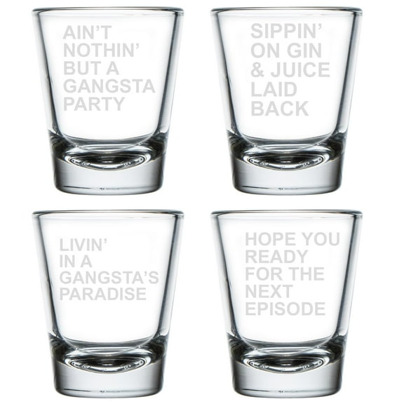 Set of 4 Shot Glasses 1.75oz Shot Glass Gift 90's Hip Hop Rap Collection