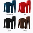 thumbnail image 4 of Jumpingount Ropa interior térmica de cuello para hombre, calzoncillos largos informales de Color sólido, conjunto de pantalones de manga larga de Ropa interior Café SG, 4 of 6