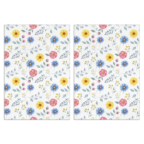 2 Pcs Pioneer Flower Floral Print Pattern Funny Kitchen Towels, Microfiber Dish Towels, Kitchen Tea Towels Set 18" X 26"