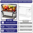 thumbnail image 4 of 4 Pack Enhanced Leak-Proof Bottom Stackable Wire Baskets, Pantry Organizers and Storage, pantry storage，Shelf Baskets, Fruit Basket, Potato and Onion Storage Bins，(Black), 4 of 6