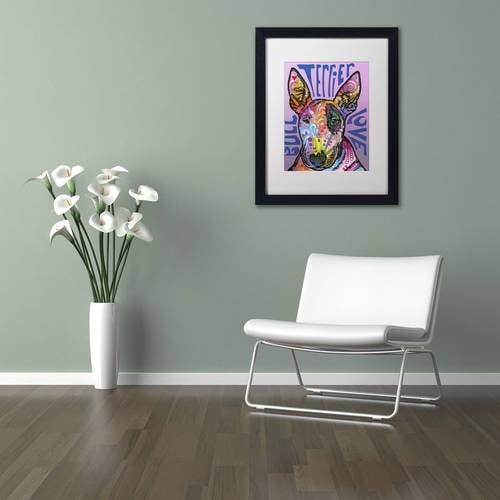 Trademark Fine Art 'Bull Terrier Luv' Canvas Art by Dean Russo, White Matte, Black Frame