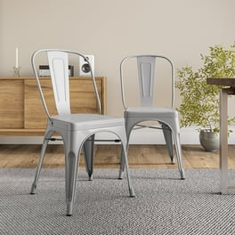BELLEZE Metal Indoor Outdoor Chairs Set of 4 Alexander White