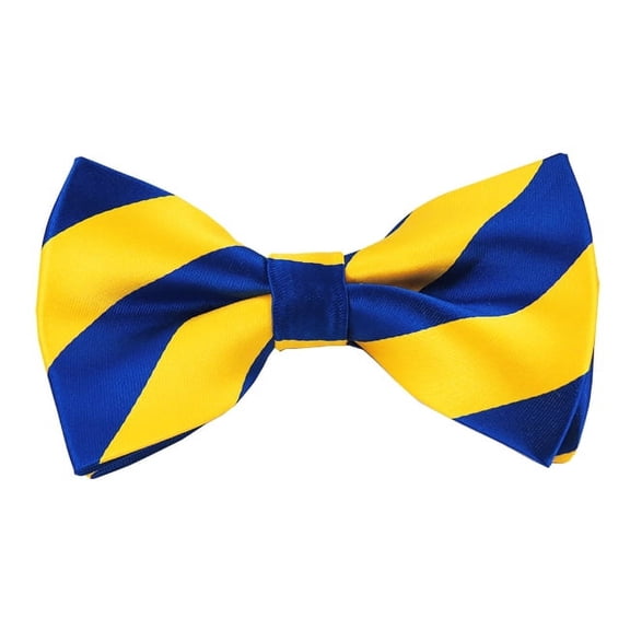 Royal Blue and Yellow College Stripe Pre-Tied Bow Tie