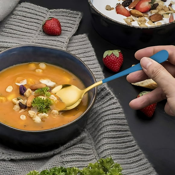 Stainless Steel Spoon Cute Soup Spoon Home Dining Spoon Dessert Spoon Watermelon Spoon Long Handled Round Spoon