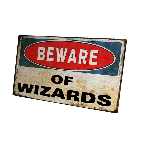 KuzmarK Novelty Funny Wall Plaque Sign - Beware Of Wizards