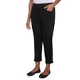 thumbnail image 3 of Alfred Dunner Womens Petite Embroidered Floral Denim Fringe Ankle Pant, 3 of 4