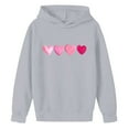 thumbnail image 5 of Atogsazn Children's Girls Valentine's Day Hoodies Kids Long Sleeve Pullover Swearshirt Loose Fit Tops Clothing 01-Gray 13-14 Years Fashion, 5 of 5