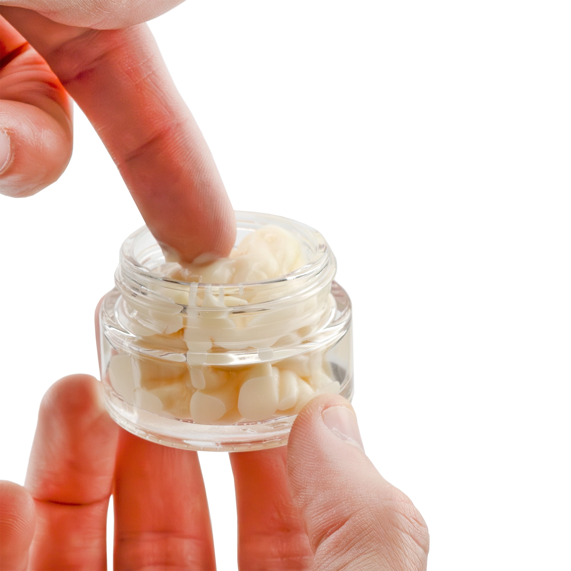 Cornucopia Brands 15-Milliliter Clear Glass Balm Jars (12-Pack); 1/2 oz Cosmetic Jars w/ Lined Black Plastic Lids
