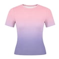 thumbnail image 5 of Fengqque Womens Summer Short Sleeve Crop Tops Crewneck Cap Sleeve T Shirts Loose Fit Basic Tees Purple L(L), 5 of 5