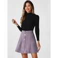 thumbnail image 2 of DARING DIVA Women's Faux Suede Button Front Mini A-Line Skirt S Purple, 2 of 6