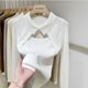 thumbnail image 5 of Women Clothing Fashion Polo Collar Hollow Out Knit Pullover Autumn Elegant Sexy Solid Patchwork Sweater Chic Y2K Long Sleeve Top, 5 of 5