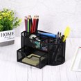 thumbnail image 5 of Uxcell 8-Slot and 1 Drawer Metal Oval Desktop Organizer Pen Holder Black, 5 of 5