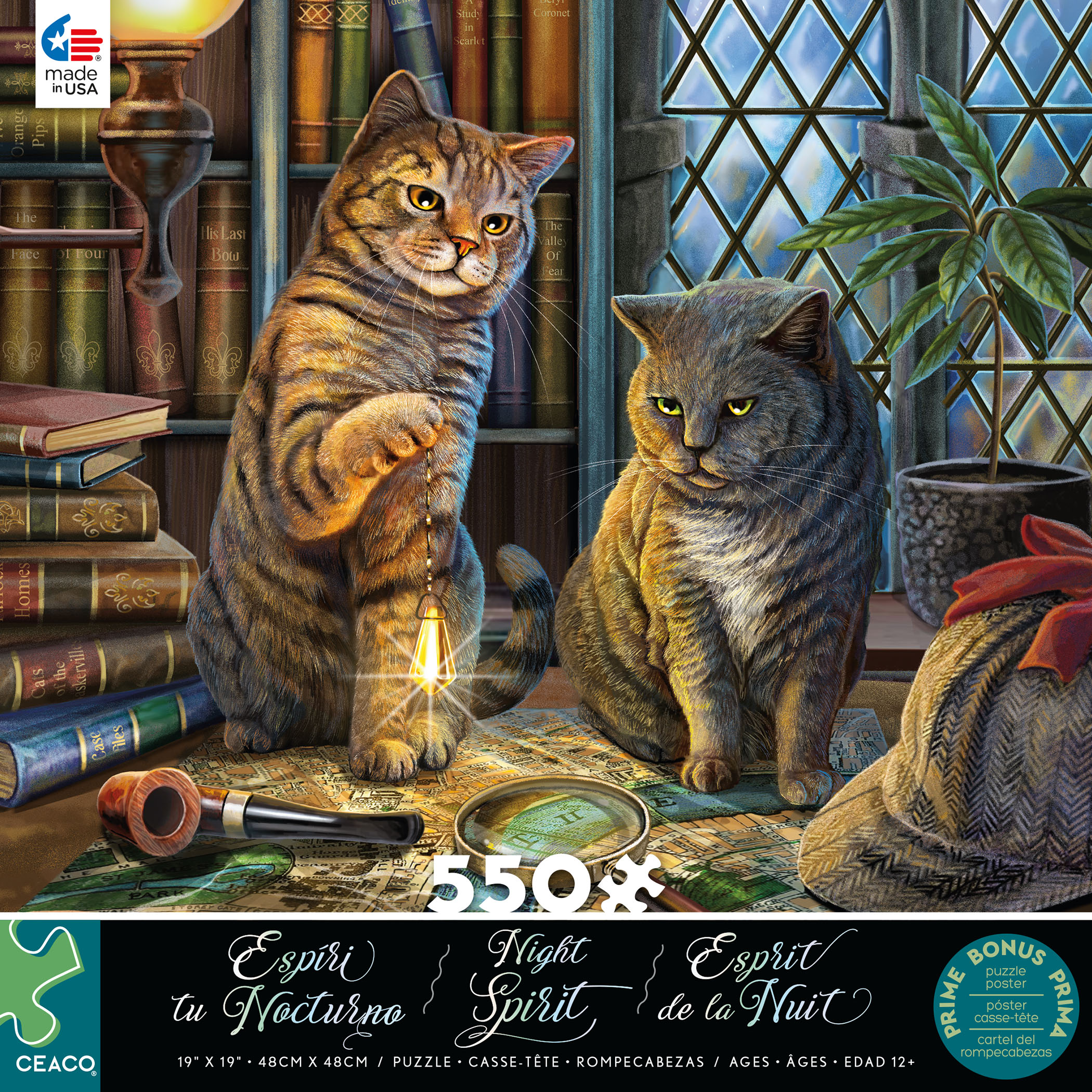 Ceaco 550-Piece Night Spirit Purrlock Holmes Interlocking Jigsaw Puzzle