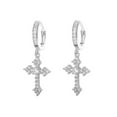 thumbnail image 3 of Men's Punk Cross 14K White Gold Earrings for Women Men Classic Shiny Rhinestone Ear Buckle Earring Fashion Hiphop Party Jewelry, 3 of 6