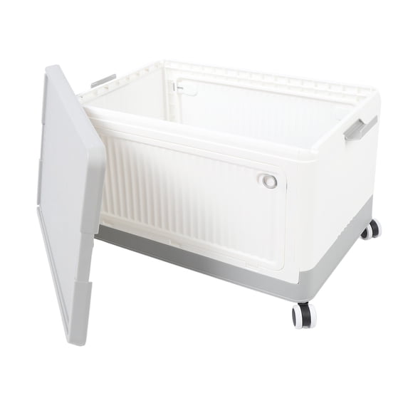 Foldable Utility Cart, Portable Rolling Crate with Lid & Handle & Wheels Heavy Duty Plastic Stackable Rolling Utility Storage Box Container for Travel Shopping Office Warehouse