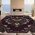 thumbnail image 2 of Design&I 8'x10' Washable Area Rug Moth Wildlife Motif Frame Botanical Scroll Border Vintage Gothic Refined for Dining Room, Large Office, Lounge, Snag-Free, 2 of 7