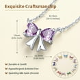 thumbnail image 5 of FindChic Bow Necklace for Women, Synthetic Alexandrite Birthstone Necklaces Bow Heart Cubic Zirconia Pendant Birthday Mothers Day Jewelry Gifts Her Wife Lady Adults Ideas, 5 of 9