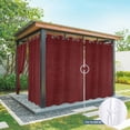 thumbnail image 4 of 2 Panels Outdoor Curtains for Patio Waterproof 54"x95" Vintage Dark Red Weatherproof Privacy Outsides Curtains, Farmhouse Retro Solid Color Linen Texture Grommet Thermal Drapes for Cabana Porch, 4 of 8