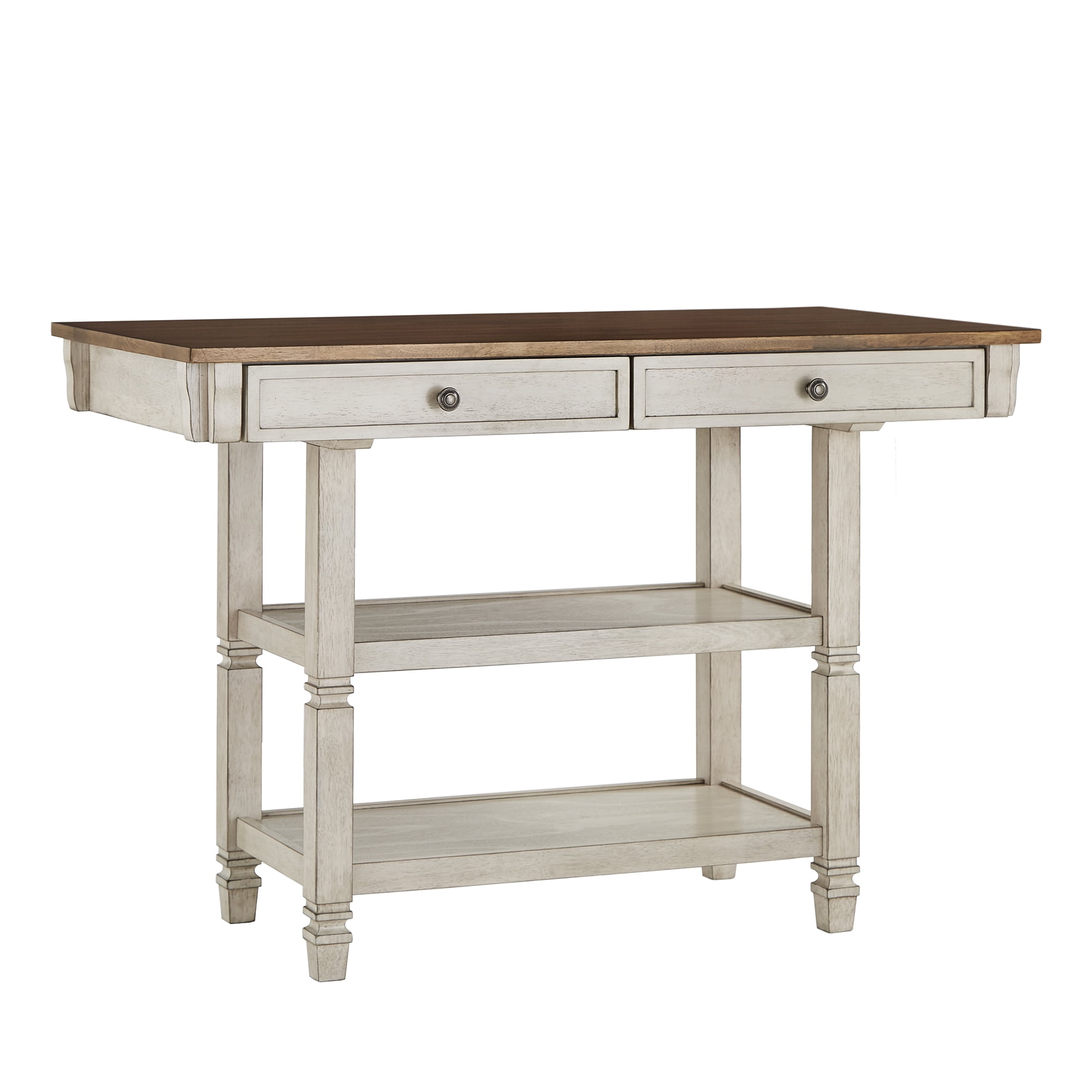Weston Home Nora Kitchen Island With 2 Drawers And 2 Shelves Antique White Walmart Com Walmart Com
