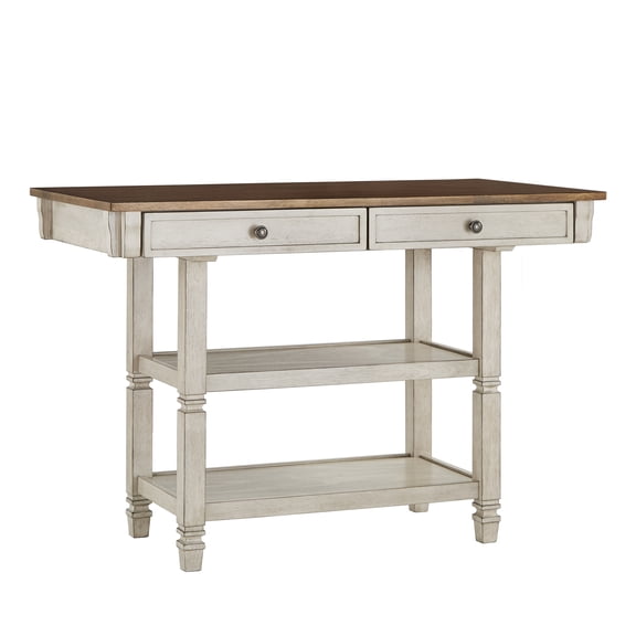 Weston Home Nora Kitchen Island with 2 Drawers and 2 Shelves, Multiple Finishes