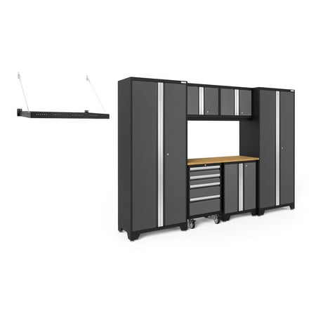 

NewAge Products Bold Series Gray 8 Piece Cabinet Set Heavy Duty 24-Gauge Steel Garage Storage System Wall Mounted Shelf Included