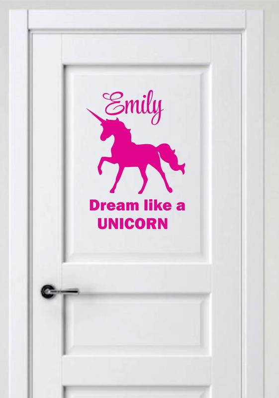 Personalised Unicorn/Fairy name vinyl wall/window stickers decor/decals girl