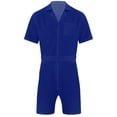 thumbnail image 3 of Haitryli Men's Rompers Solid Color Turn-Down Collar Short Sleeve Casual One Piece Overalls Royal Blue XL, 3 of 6