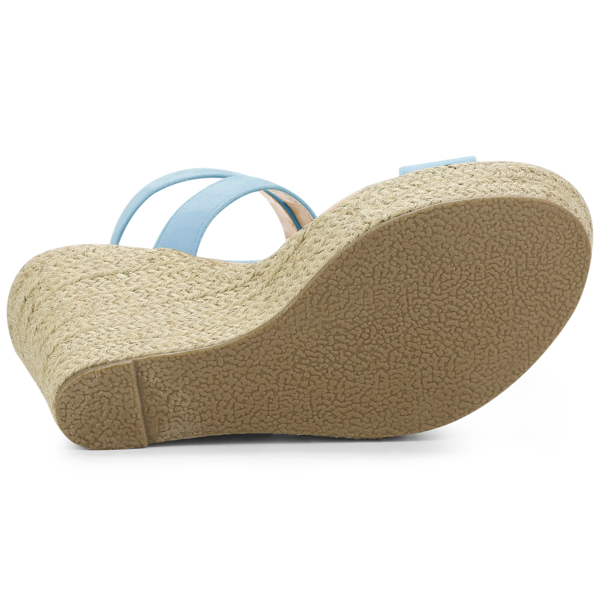 DARING DIVA Women's Slingback Crisscross Wedges Heel Espadrille Sandals Sky Blue 10
