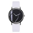 thumbnail image 1 of Correa de piel sintética blanca y negra, reloj de cuarzo informal pero elegante para uso diario, reloj unisex elegante, 1 of 4