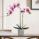 thumbnail image 3 of Orquídea artificial con jarrón plateado, corazón morado y flores blancas, decoración del hogar para interiores, 3 of 4
