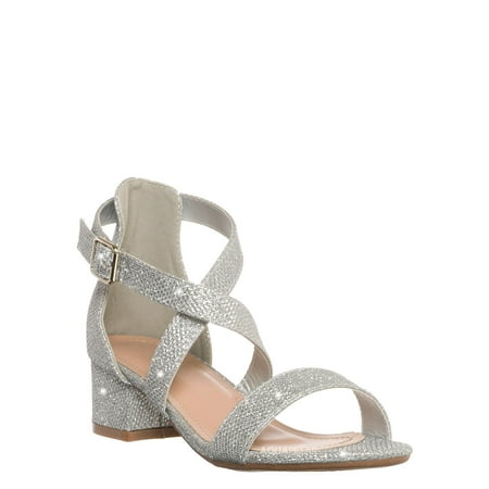 

Delia6K by Lucky Top Childrens Block Heel Cross Sandal Little Girls Shoes