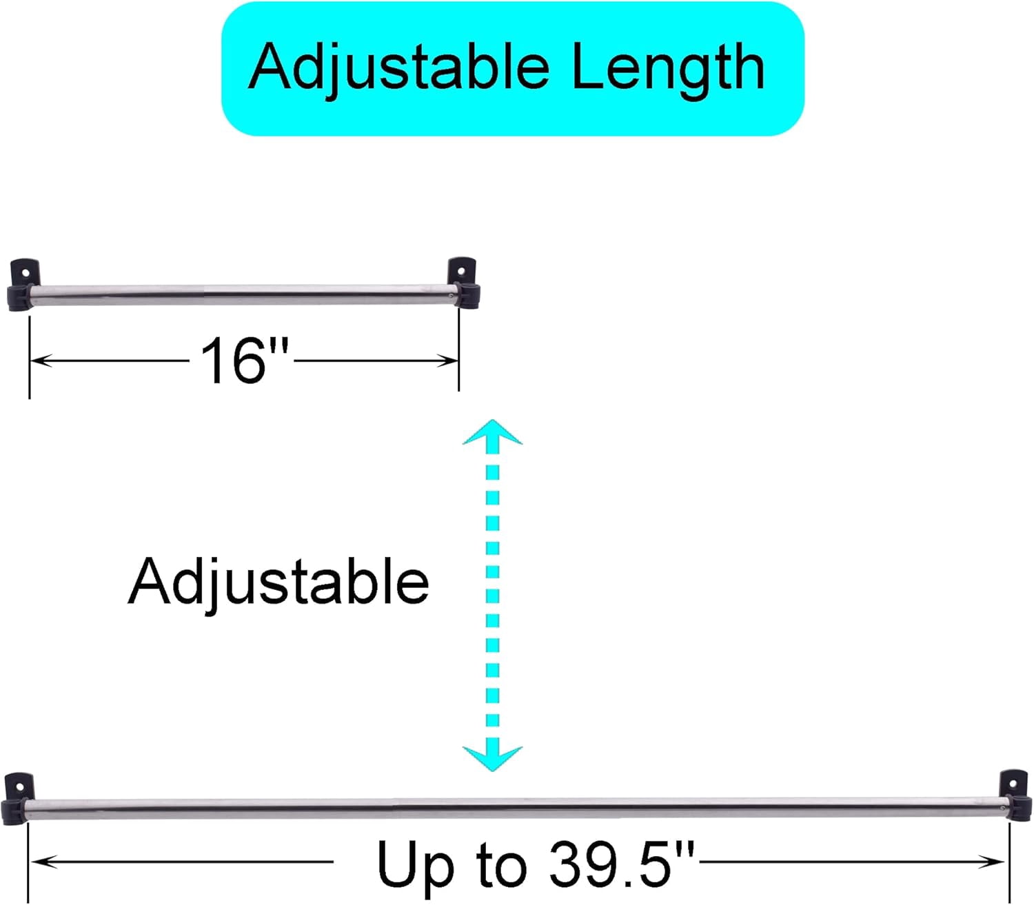 SUMMIT-Type A 16" to 39.5" Swivel End Window Curtain Sash Rod for Top & Bottom Doors & Sidelights Petite Café Sidelight Rods W Screws (Black-2)