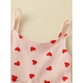 thumbnail image 4 of 0-5Y Toddler Baby Girl Valentine's Day Outfit Knitted Ribbed Love Heart Halter Bell Bottom Romper Jumpsuit, 4 of 7