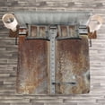 thumbnail image 3 of Ambesonne Vintage Quilted Bedspread Set 3 Pcs, Power Locomotive Train, Queen Size, Grey Brown, 3 of 3