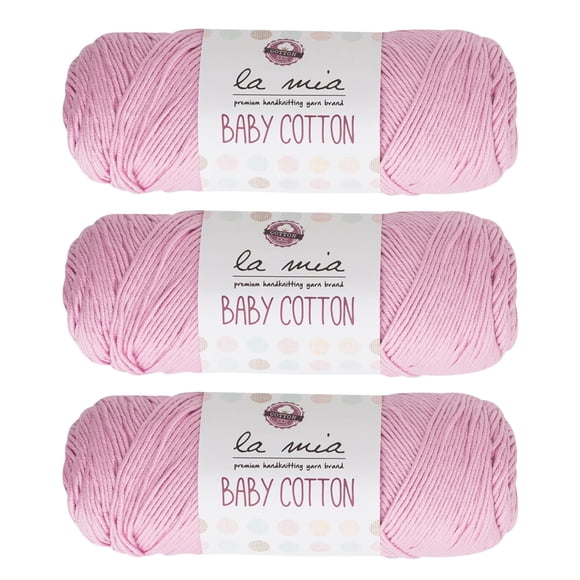 3 Skein La Mia Baby 50% Cotton Total 10.5 Oz Each 3.5 oz (100 g) / 218yd (200m), Medium, Worsted, Super Soft Yarn, Best for Baby and Amigurumi, Pink - L042