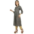 thumbnail image 3 of Moomaya A-Line Kurti Rayon 3/4 Sleeve Printed Rayon Tunic Dress Ethnic Kurta For Women, 3 of 7
